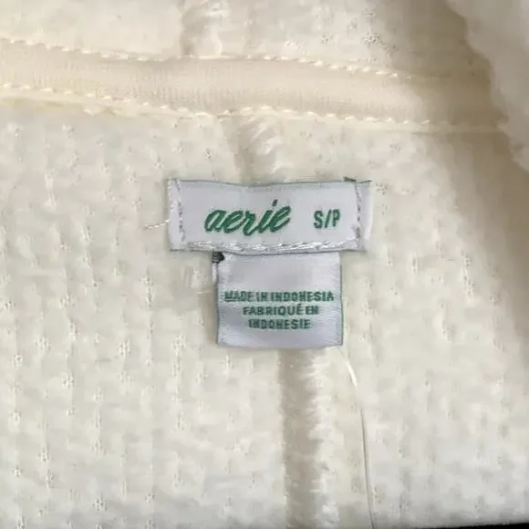 NWT Aerie Teddy Bear Sherpa Onesie Jumpsuit in Cream - Picture 6 of 9